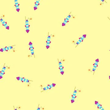 Seamless pattern firecracker firework rocket cartoon vector Stock Illustration