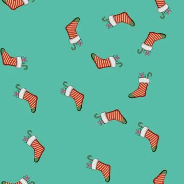 Seamless pattern fireplace christmas sock cartoon vector 스톡 일러스트