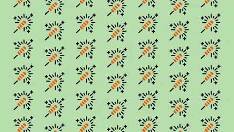 Seamless Pattern of Firework Icons on a Light Green Background. Stock Footage 325389955