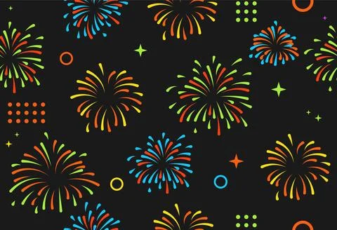 Seamless pattern with fireworks Stock Illustration