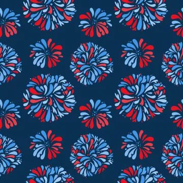 Seamless pattern - Fireworks night sky Happy independence day United states o Stock Illustration