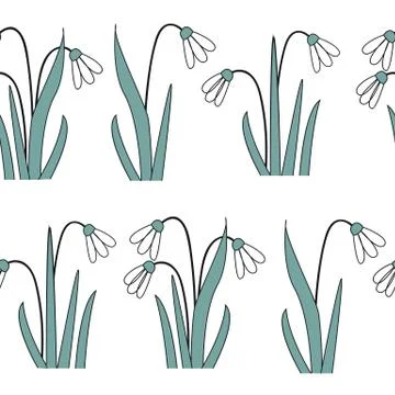 Seamless pattern with the first spring flowers. Vector illustration with graphic Stock Illustration