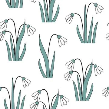 Seamless pattern with the first spring flowers . Vector illustration with Stock Illustration