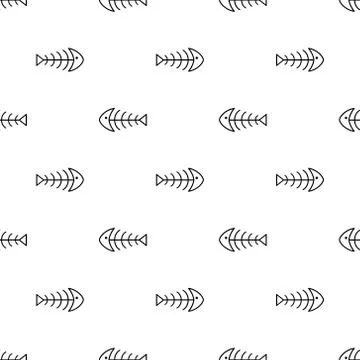 Seamless pattern fish bone vector Stock Illustration