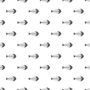 Seamless pattern fish bone vector white background Stock Illustration
