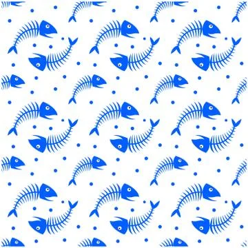 Seamless pattern with fish bones. Vector illustration. Stock Illustration