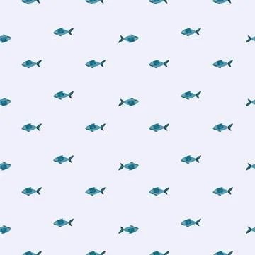 Seamless pattern fish on gray background. Minimalist ornament with sea animal Stock Illustration