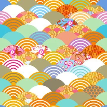 Seamless pattern fish scales simple seamless pattern Nature background with j Stock Illustration