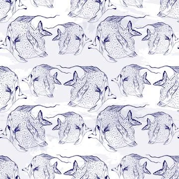 Seamless pattern fish sea creature. Drawing sketch style hand draw. Stock Illustration