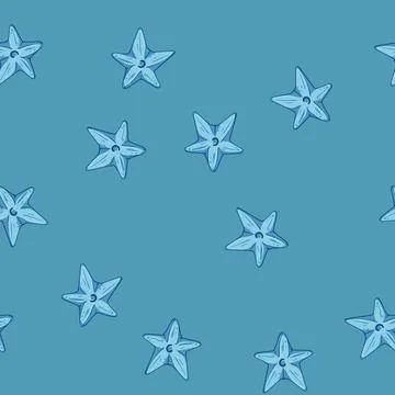 Seamless pattern fish sea star cartoon vector Stock Illustration