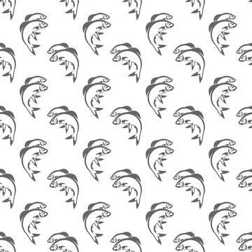 Seamless pattern with fish silhouettes for texture, textiles, packaging, and Stock Illustration