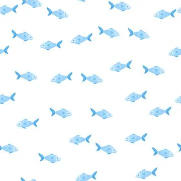 Seamless pattern fish on white background. Simple ornament with sea animals. 스톡 일러스트