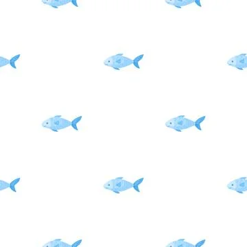 Seamless pattern fish on white background. Simple ornament with sea animals. Stockillustratie