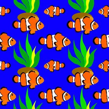 Seamless pattern with fishes Stock Illustration