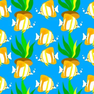 Seamless pattern with fishes Stock Illustration