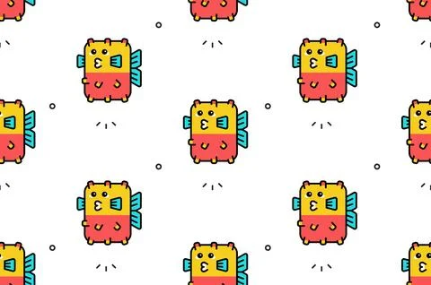 Seamless pattern with Fishs Stock Illustration