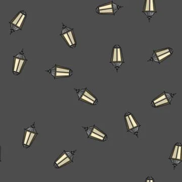 Seamless pattern fixture exterior lamp cartoon vector Stock Illustration