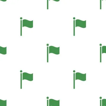 Seamless pattern with flag icon. Green ecological sign. Protect planet. Vector. Stock Illustration