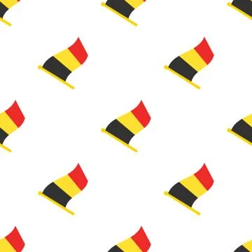 Seamless pattern with flags of Belgium on flagstaff on flagstaff Stock Illustration