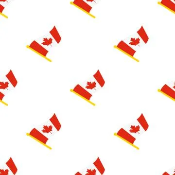 Seamless pattern with flags of Canada on flagstaff on flagstaff Stock Illustration