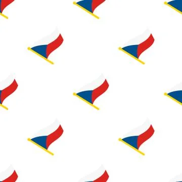 Seamless pattern with flags of Czech Republic on flagstaff Stock Illustration