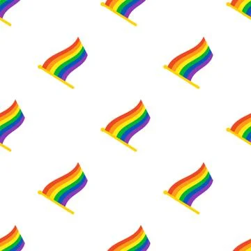 Seamless pattern with flags of LGBT community on flagstaff Stock Illustration
