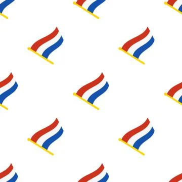 Seamless pattern with flags of the Netherlands on flagstaff Stock Illustration