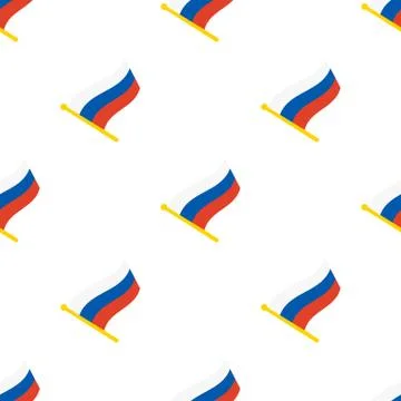 Seamless pattern with flags of Russia on flagstaff on flagstaff Stock Illustration