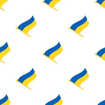 Seamless pattern with flags of Ukraine on flagstaff on flagstaff Stock Illustration