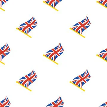 Seamless pattern with flags of United Kingdom on flagstaff on flagstaff Stock Illustration