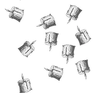 Seamless pattern flame candle sketch hand drawn Stock Illustration