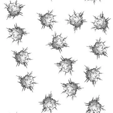 Seamless pattern flame explosion bomb sketch hand drawn 库存插图