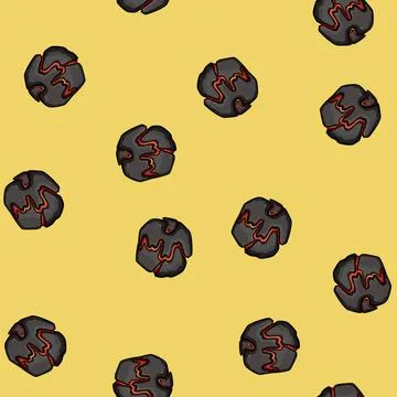 Seamless pattern flame fire ball cartoon vector イラスト素材
