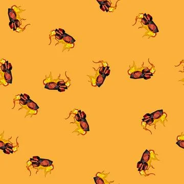 Seamless pattern flame fire charcoal cartoon vector Stock Illustration