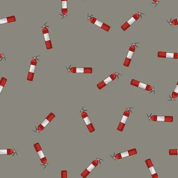 Seamless pattern flame fire extinguisher cartoon vector Stock Illustration