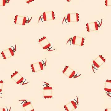 Seamless pattern flame fire extinguisher cartoon vector Illustrazione stock