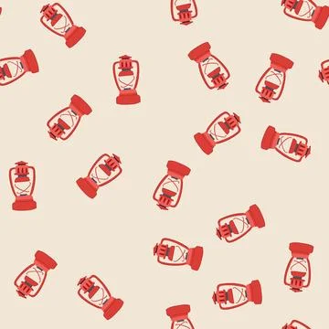 Seamless pattern flame kerosene lamp cartoon vector Stock Illustration