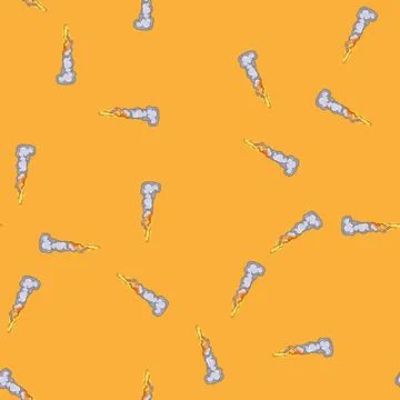Seamless pattern flame rocket launch smoke cartoon vector Stock Illustration
