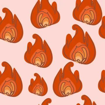 Seamless pattern with A Flame. Vector illustration. Stock Illustration