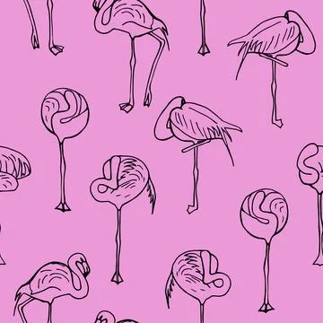 Seamless pattern flamingo pink background Stock Illustration