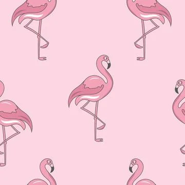 Seamless pattern with flamingo on pink background. Stock Illustration