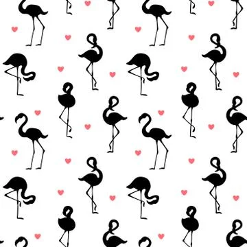 Seamless pattern with flamingo silhouettes Stock Illustration
