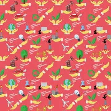 Seamless pattern flat 3  of elements for design palm holds various items of h イラスト素材