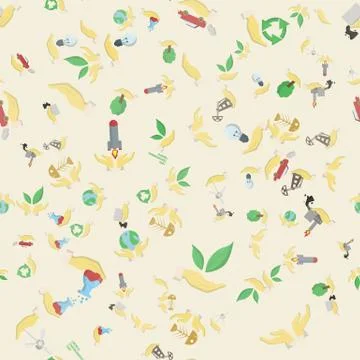 Seamless pattern flat 4  of elements for design palm holds various items of h Illustrazione stock