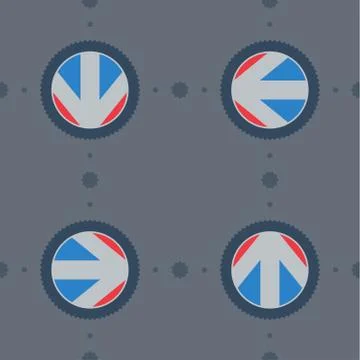 Seamless pattern with flat arrows with gear Illustrazione stock