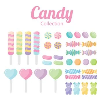 Seamless Pattern flat candy sweet Stock Illustration