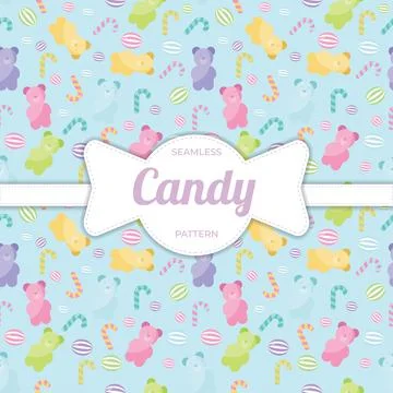 Seamless Pattern flat candy sweet Stock Illustration