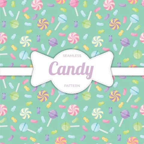 Seamless Pattern flat candy sweet Stock Illustration
