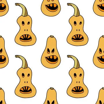 Seamless pattern flat drawings, halloween pumkin vector Stock Illustration