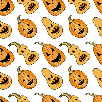 Seamless pattern flat drawings, halloween pumkin illustration Stock Illustration